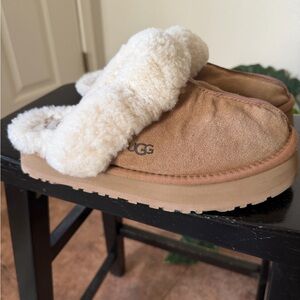 UGG Tan and Cream Shearling mules